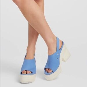 Converse Blue Chuck 70 De Luxe Heel Slingback Canvas Platform Open Toe Shoe